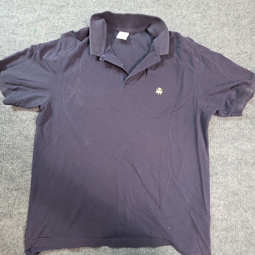 Brooks Brothers Polo Shirt Mens Medium Blue Performance Cotton Knit Logo Casual